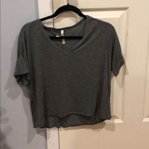 Gray loose v-neck